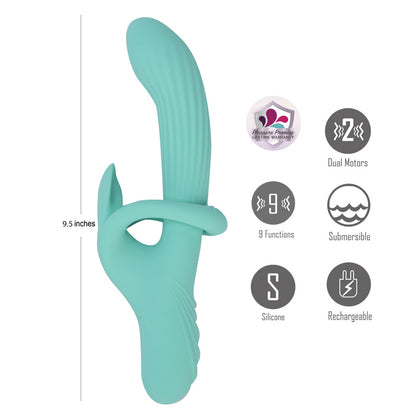 Maia TENLEY - Mint Green 24.1 cm USB Rechargeable Gyrating Rabbit Vibrator - BO-25-31-GREEN
