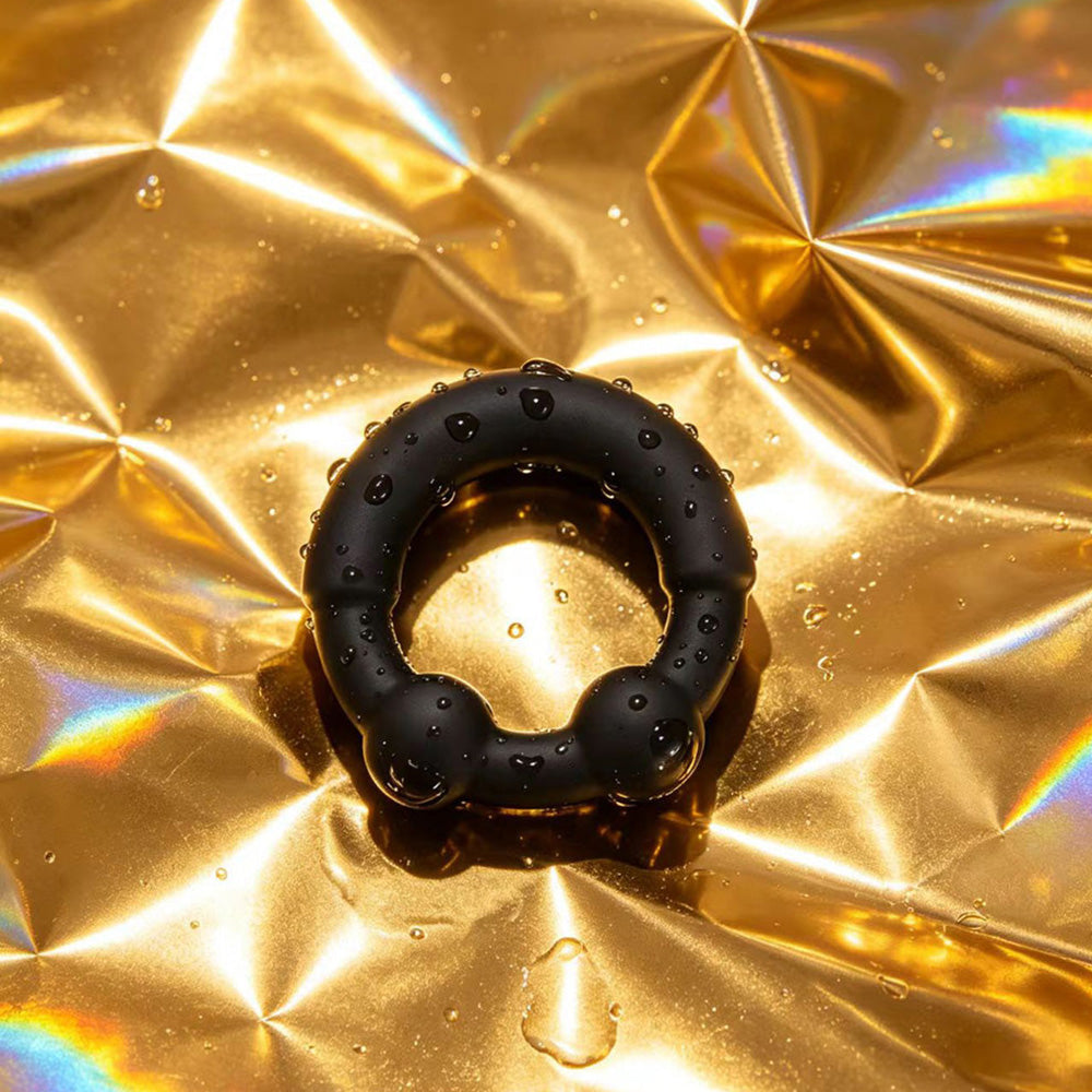 Maia AXEL - Black Beaded Cock Ring - BO-26-04