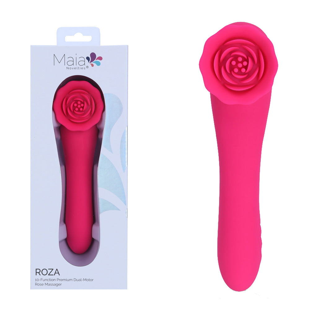 Maia ROZA - Pink 18.4 cm USB Rechargeable Dual Ended Vibrator - BO-26-06