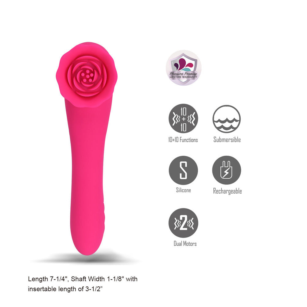 Maia ROZA - Pink 18.4 cm USB Rechargeable Dual Ended Vibrator - BO-26-06