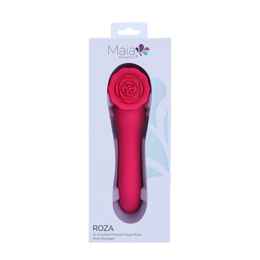 Maia ROZA - Pink 18.4 cm USB Rechargeable Dual Ended Vibrator - BO-26-06