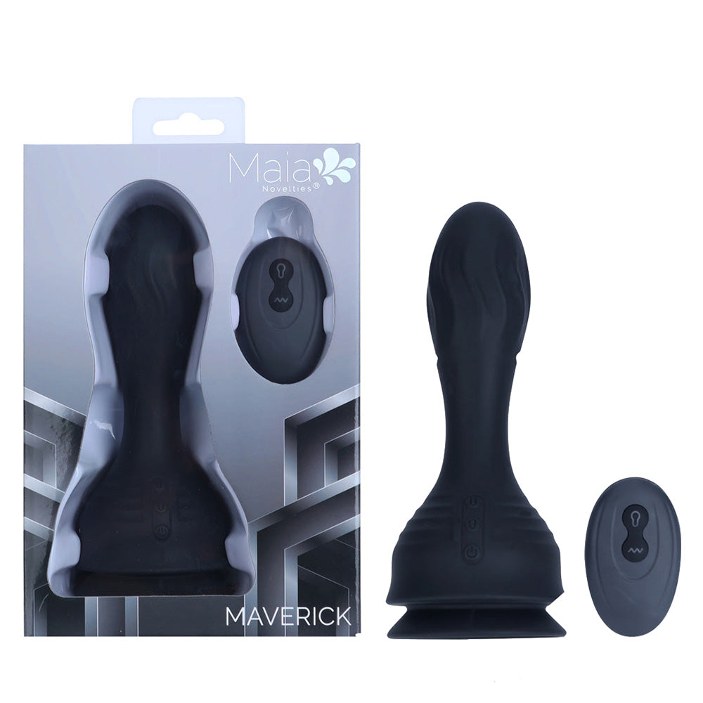 Maia MAVERICK - Black 16.5 cm USB Rechargeable Inflatable Anal Plug with Wireless Remote - BO-26-08