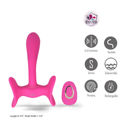 Maia PAISLEE - Pink 16.5 cm USB Rechargeable Thigh Hold Vibrator with Wireless Remote - BO-26-14