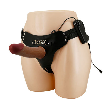 Party Up NELSON Vibrating Strap-On - Brown 17.5 cm Vibrating Hollow Strap-On-BW-022096Z-PU