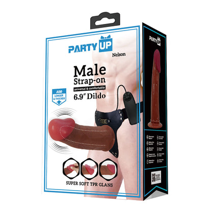 Party Up NELSON Vibrating Strap-On - Brown 17.5 cm Vibrating Hollow Strap-On-BW-022096Z-PU