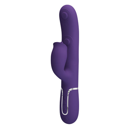 Party Up ALAN Dual Motor Vibrator - Purple - Purple 22.8 cm USB Rechargeable Vibrator with Licking Clit Stimulator and Thumping Shaft-BW-500035-2-PU