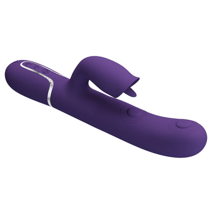 Party Up ALAN Dual Motor Vibrator - Purple - Purple 22.8 cm USB Rechargeable Vibrator with Licking Clit Stimulator and Thumping Shaft-BW-500035-2-PU