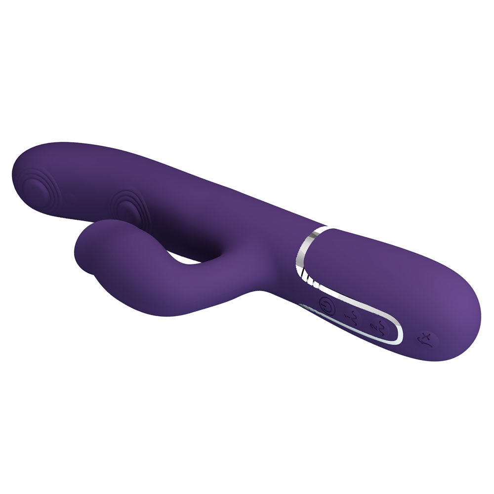 Party Up ALAN Dual Motor Vibrator - Purple - Purple 22.8 cm USB Rechargeable Vibrator with Licking Clit Stimulator and Thumping Shaft-BW-500035-2-PU