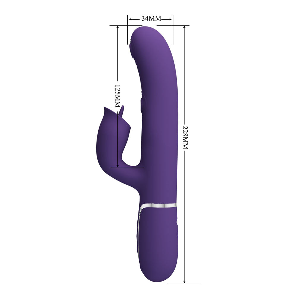 Party Up ALAN Dual Motor Vibrator - Purple - Purple 22.8 cm USB Rechargeable Vibrator with Licking Clit Stimulator and Thumping Shaft-BW-500035-2-PU