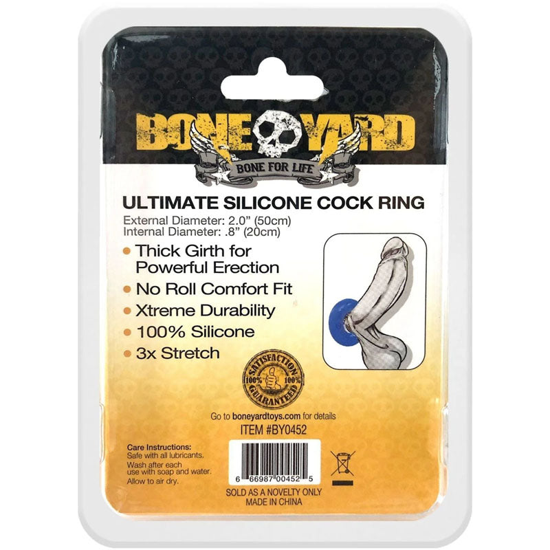 Boneyard Ultimate Silicone Cock Ring Blue - Blue 50mm Cock Ring-BY0452