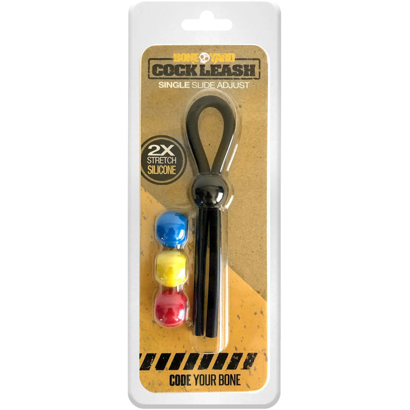 Boneyard Cock Leash Single - Black Adjustable Cock Lasso Ring-BY0465