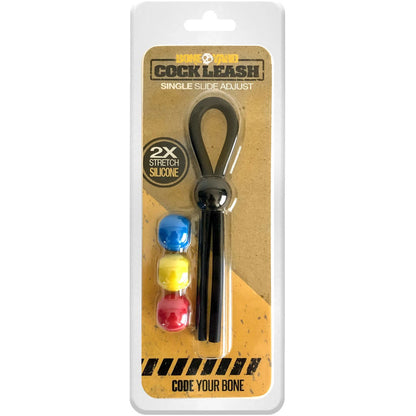 Boneyard Cock Leash Single - Black Adjustable Cock Lasso Ring-BY0465