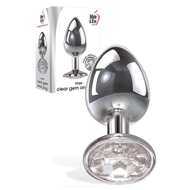 Adam & Eve Clear Gem Anal Plug - Large - Metallic 9.5 cm Large Butt Plug with Clear Gem Base-C656 2488