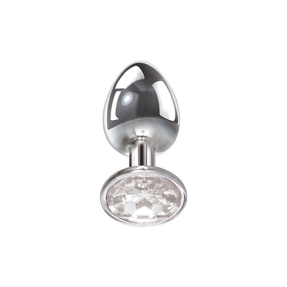 Adam & Eve Clear Gem Anal Plug - Large - Metallic 9.5 cm Large Butt Plug with Clear Gem Base-C656 2488
