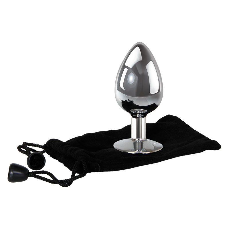 Adam & Eve Clear Gem Anal Plug - Large - Metallic 9.5 cm Large Butt Plug with Clear Gem Base-C656 2488