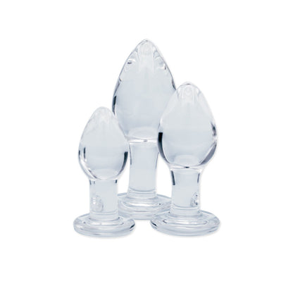 Clarity - Utopian Trinity - Clear Glass Butt Plugs - Set of 3 Sizes-CLA-24