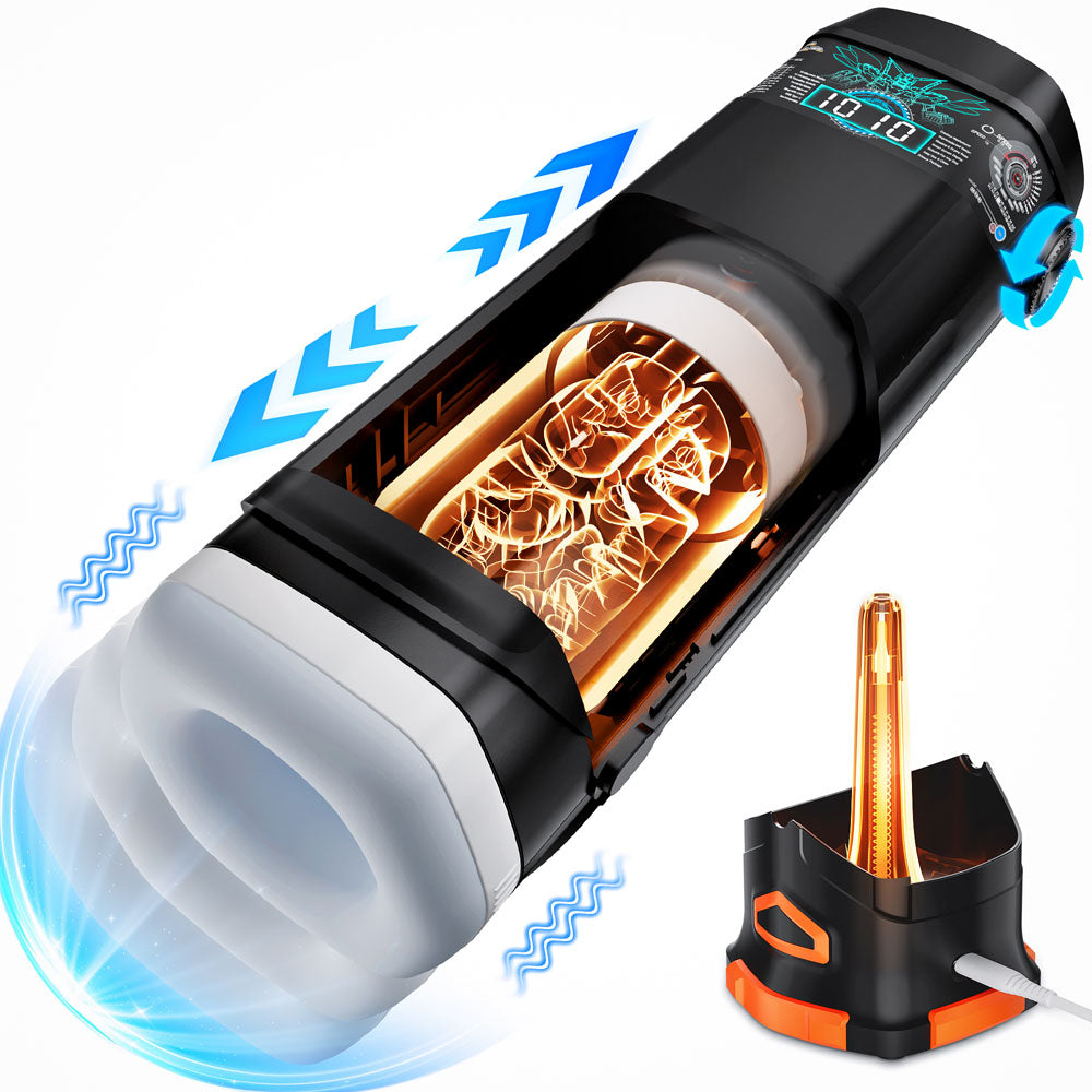 CyberSkin B-Titan - Black USB Rechargeable Thrusting & Vibrating Auto Masturbator with Heater-CS-BT-BLK