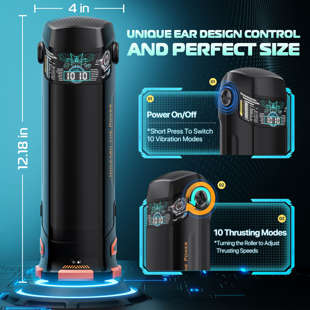 CyberSkin B-Titan - Black USB Rechargeable Thrusting & Vibrating Auto Masturbator with Heater-CS-BT-BLK