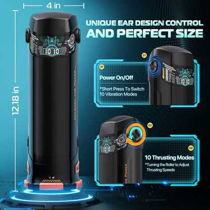 CyberSkin B-Titan - Black USB Rechargeable Thrusting & Vibrating Auto Masturbator with Heater-CS-BT-BLK