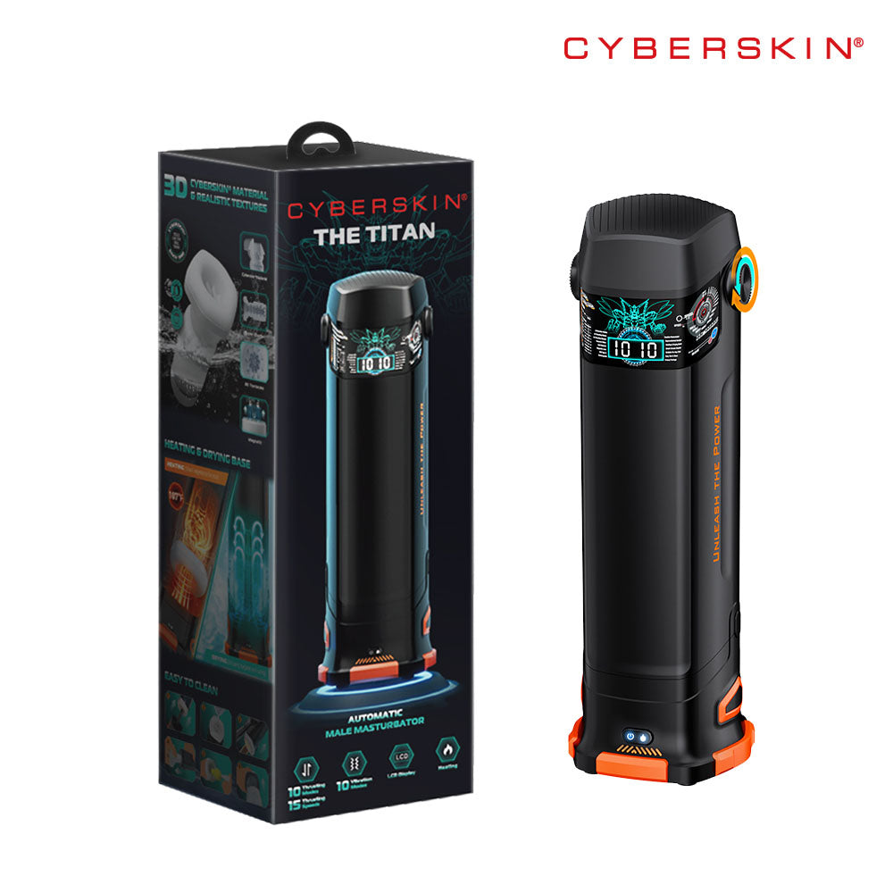 CyberSkin B-Titan - Black USB Rechargeable Thrusting & Vibrating Auto Masturbator with Heater-CS-BT-BLK