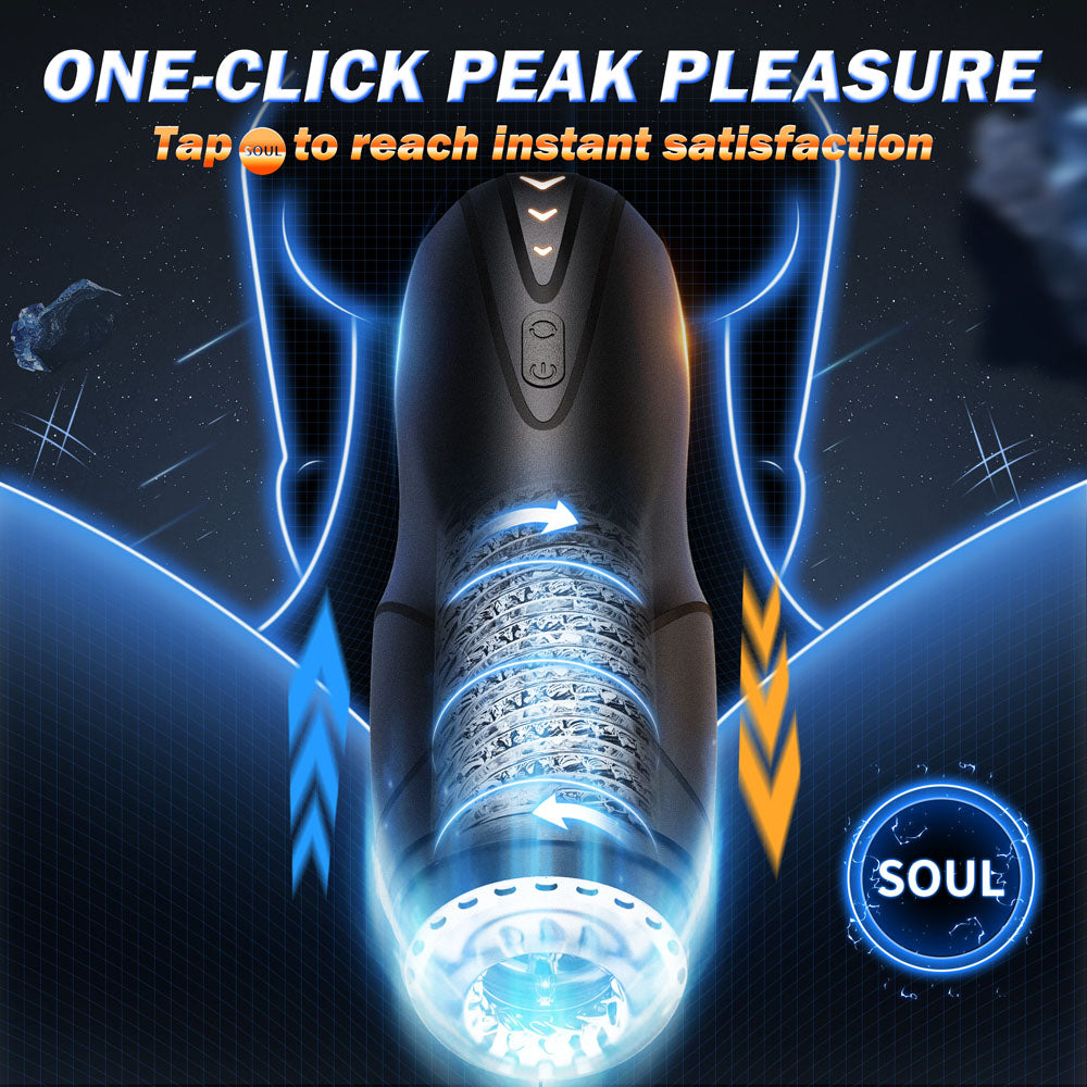 CyberSkin Galaxy Voy - USB Rechargeable Thrusting & Rotating Auto Masturbator with Heater-CS-GV-BLK