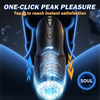 CyberSkin Galaxy Voy - USB Rechargeable Thrusting & Rotating Auto Masturbator with Heater-CS-GV-BLK