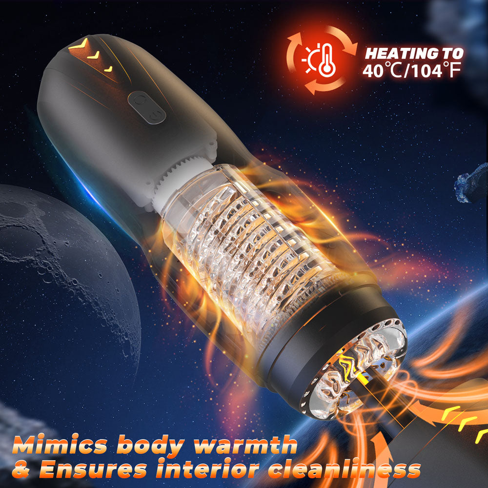 CyberSkin Galaxy Voy - USB Rechargeable Thrusting & Rotating Auto Masturbator with Heater-CS-GV-BLK
