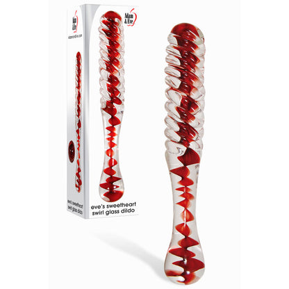 Adam & Eve Sweetheart Swirl Glass Dildo - Clear/Red Glass 22 cm Dildo-E131 6000