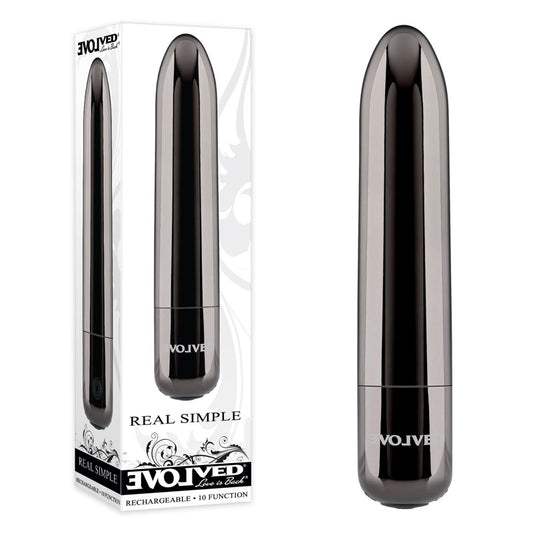 Evolved REAL SIMPLE - Black Chrome 10 cm USB Rechargeable Bullet-EN-RS-1249-2