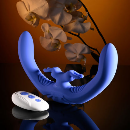 Evolved LOVEBIRDS - Purple 20.8 cm USB Rechargeable Double-Ended Rabbit Vibrator with Remote-EN-RS-6015-2