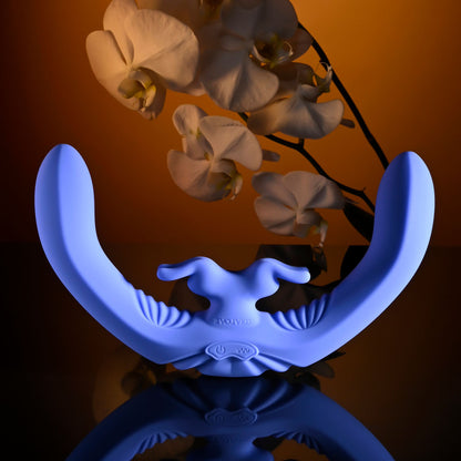 Evolved LOVEBIRDS - Purple 20.8 cm USB Rechargeable Double-Ended Rabbit Vibrator with Remote-EN-RS-6015-2