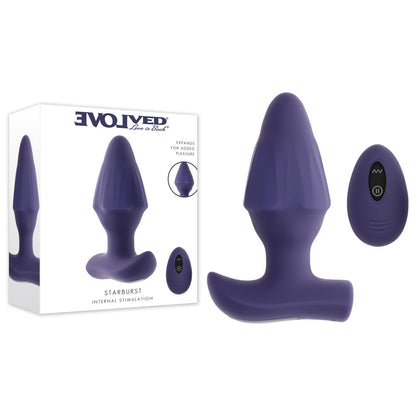 Evolved STARBURST - Purple 10.1 cm USB Rechargeable Vibrating Butt Plug with Wireless Remote - EN-RS-6992-2