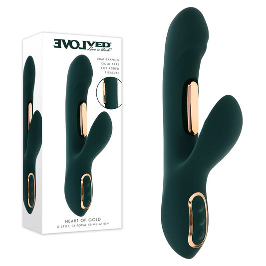 Evolved HEART OF GOLD - Green USB Rechargeable Rabbit Vibrator - EN-RS-7135-2