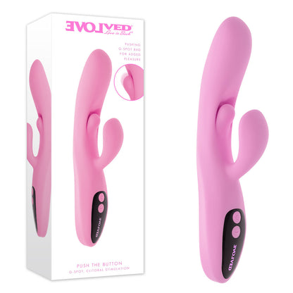 Evolved PUSH THE BUTTON - Pink 23.5 cm USB Rechargeable Rabbit Vibrator with G-Spot Bud - EN-RS-7159-2