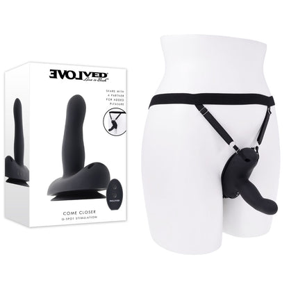 Evolved COME CLOSER - Black USB Rechargeable Vibrating Strap-On with Remote-EN-RS-7180-2
