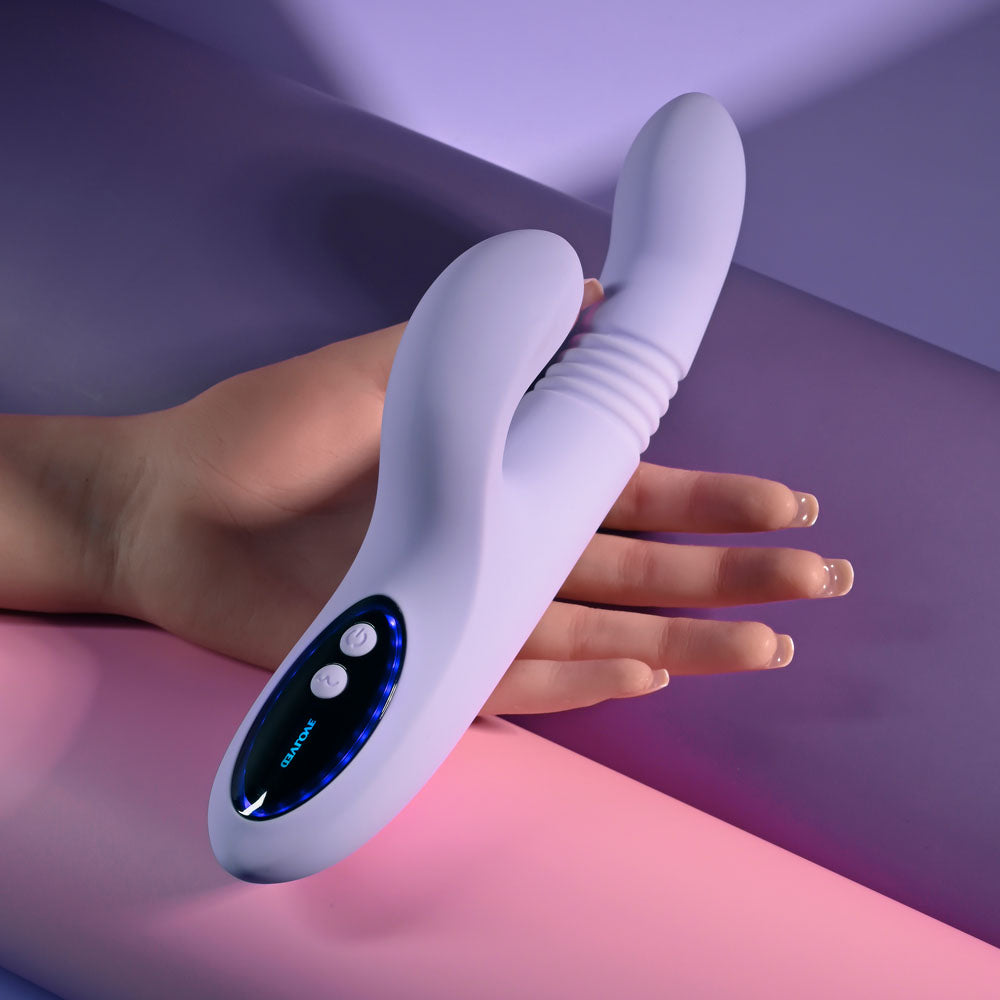 Evolved PEP TALK - Purple 23.3 cm USB Rechargeable Thrusting Vibrator with Tapping Clitoral Stimulator - EN-RS-7241-2