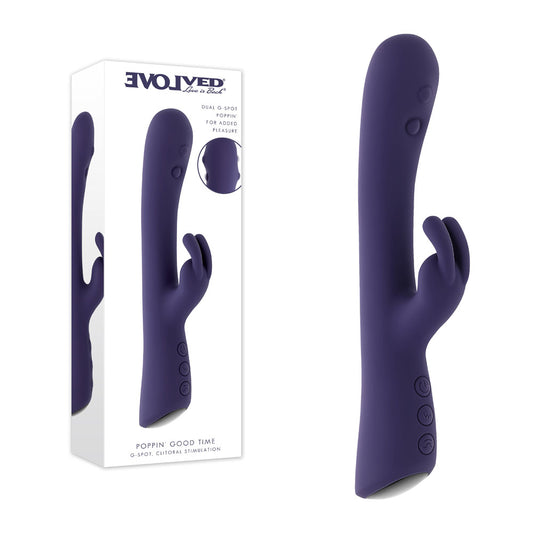 Evolved POPPIN GOOD TIME - Purple 20 cm USB Rechargeable Rabbit Vibrator - EN-RS-7340-2