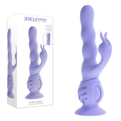 Evolved WIGGLY BUNNY - Purple USB Rechargeable Rabbit Vibrator with Suction Base - EN-RS-7715-2
