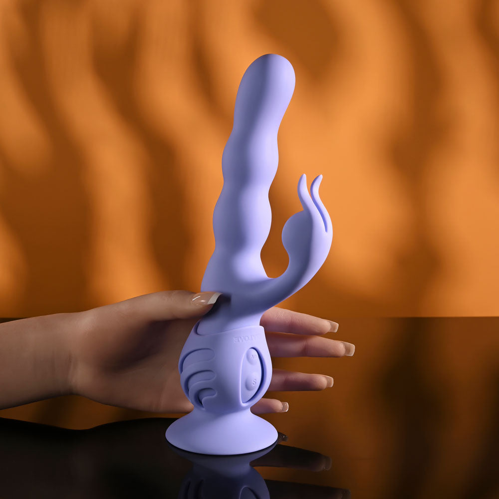 Evolved WIGGLY BUNNY - Purple USB Rechargeable Rabbit Vibrator with Suction Base - EN-RS-7715-2
