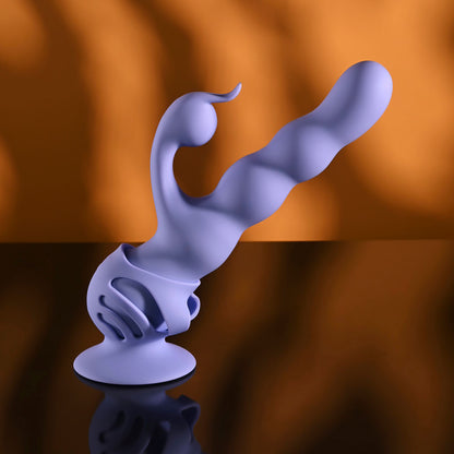 Evolved WIGGLY BUNNY - Purple USB Rechargeable Rabbit Vibrator with Suction Base - EN-RS-7715-2