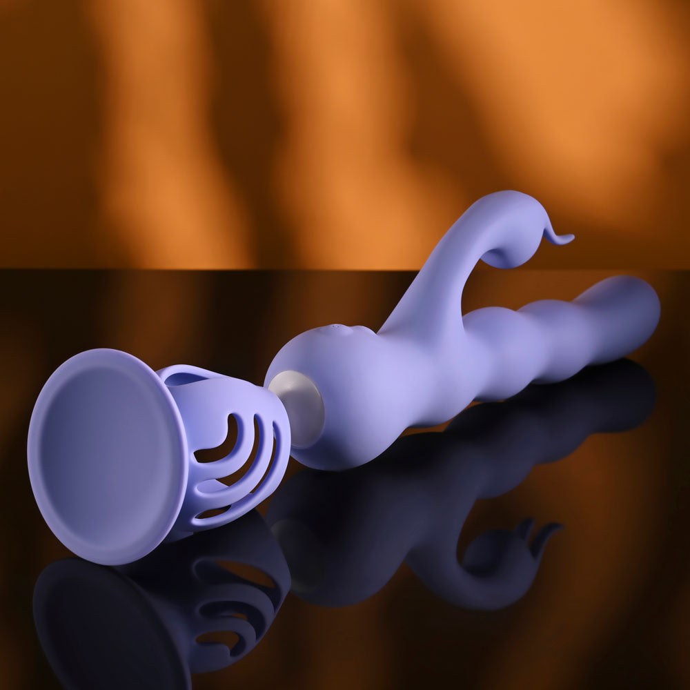 Evolved WIGGLY BUNNY - Purple USB Rechargeable Rabbit Vibrator with Suction Base - EN-RS-7715-2