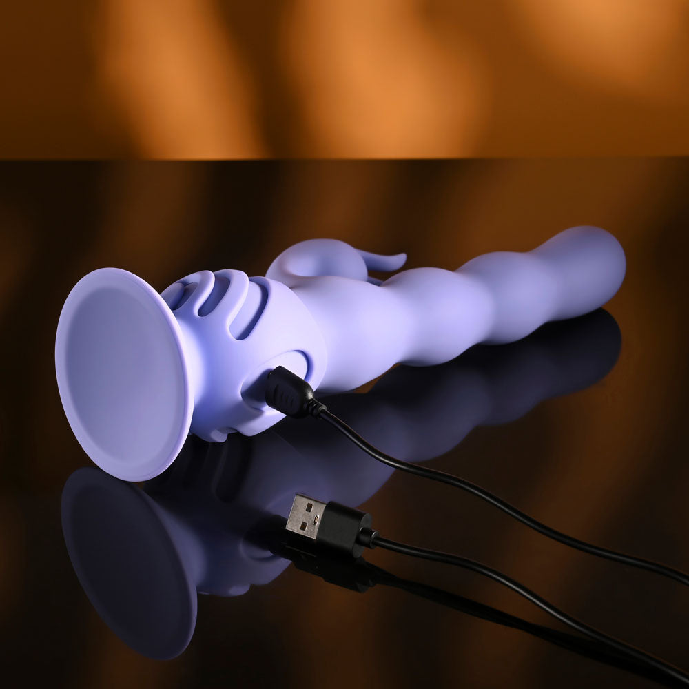 Evolved WIGGLY BUNNY - Purple USB Rechargeable Rabbit Vibrator with Suction Base - EN-RS-7715-2