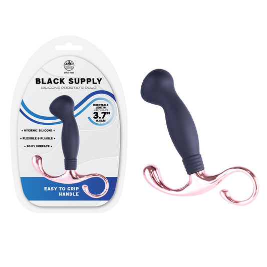Black Supply - 9.4 cm Silicone Prostate Plug - Black 9.4 cm Silicone Prostate Plug - F06S057A00-010