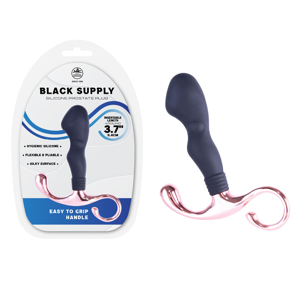 Black Supply - 9.4 cm Silicone Prostate Plug - Black 9.4 cm Silicone Prostate Plug - F06S058A00-010