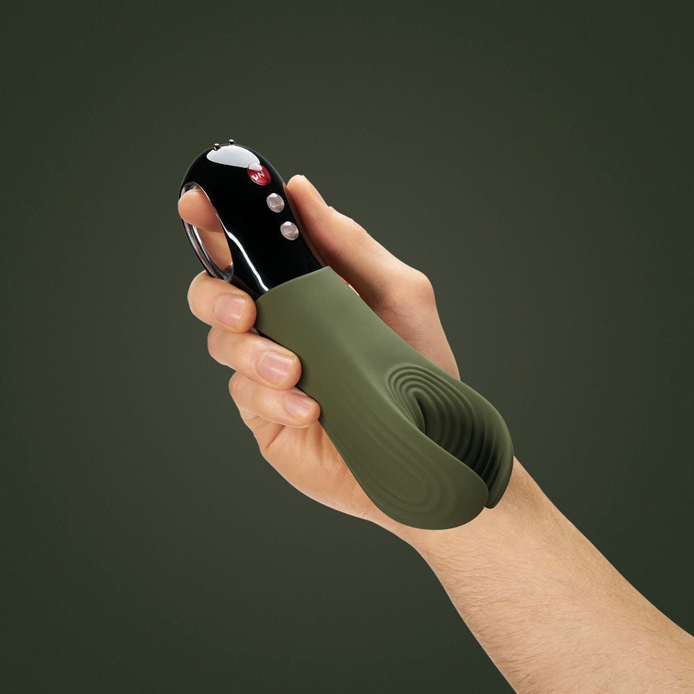 Fun Factory MANTA moss green-black - Moss Green 18 cm USB Rechargeable Mens & Couples Vibrator-FF000873DG01