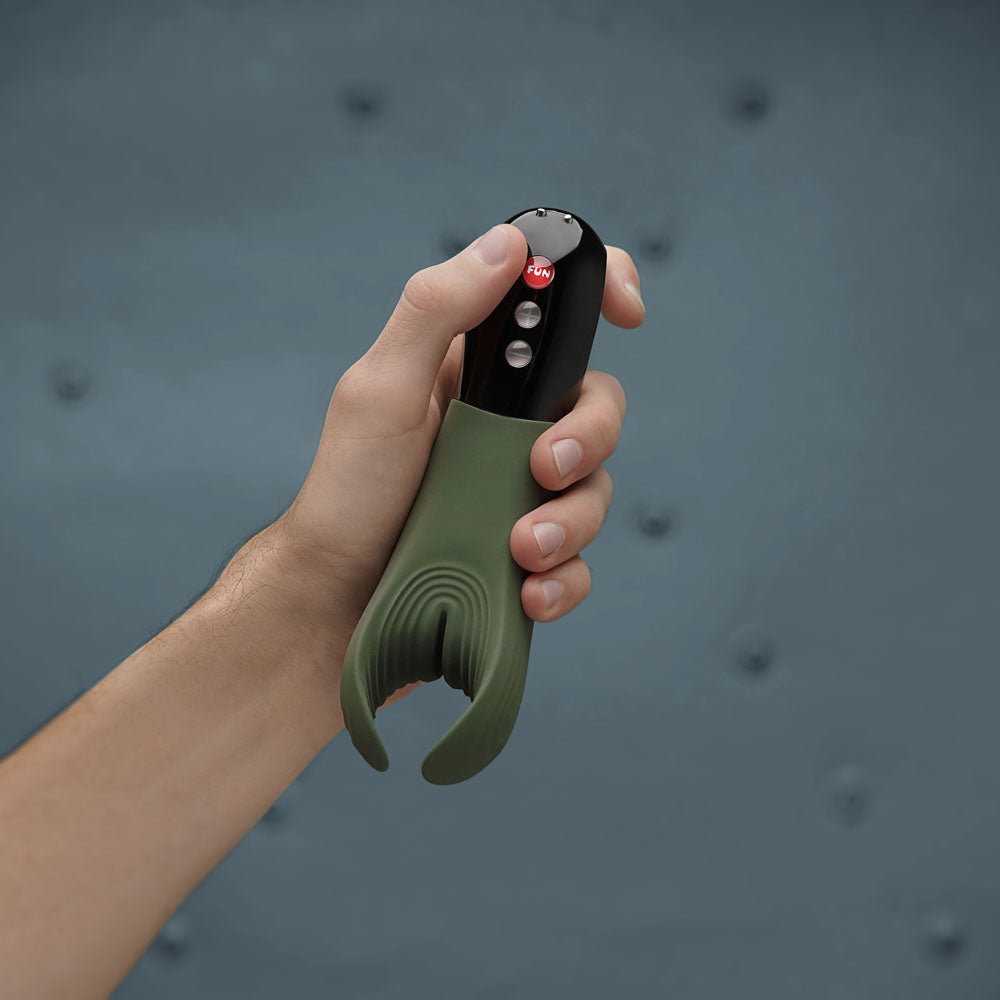 Fun Factory MANTA moss green-black - Moss Green 18 cm USB Rechargeable Mens & Couples Vibrator-FF000873DG01