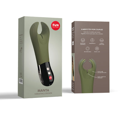 Fun Factory MANTA moss green-black - Moss Green 18 cm USB Rechargeable Mens & Couples Vibrator-FF000873DG01