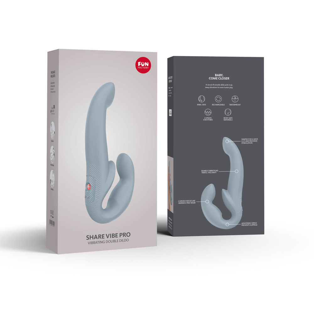 Fun Factory SHARE VIBE PRO cool grey - Grey USB Rechargeable Strapless Strap-On-FF000881LR01