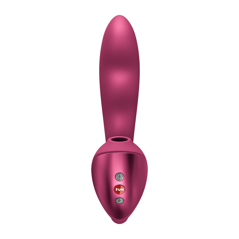 Fun Factory STRONIC PULSE ALLEGRO - Wine Red USB-C Rechargeable Thrusting Vibrator with Air Pulse Stimulator - FF001043WR01