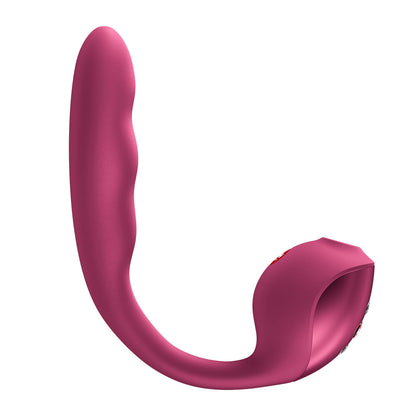 Fun Factory STRONIC PULSE ALLEGRO - Wine Red USB-C Rechargeable Thrusting Vibrator with Air Pulse Stimulator - FF001043WR01